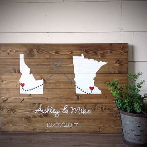 Rustic Guest Book, Wood Guest Book, custom guest book, wedding guestbook, Guest Book, guestbook, With states, hearts, names and date,