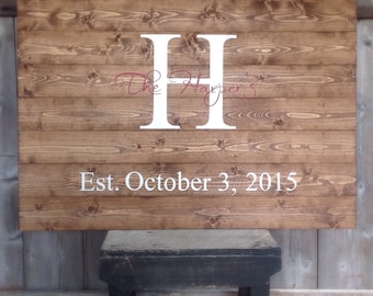 Personalized Last Name Wood Sign, Established Date Wedding Gift