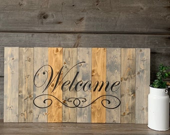 Welcome Porch Entry Foyer Wood Sign