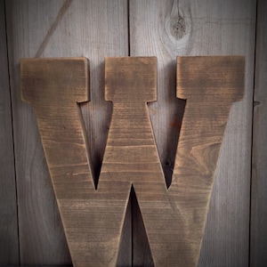 12 inch Rustic  Wood Letter or Number: Dark Walnut Stained