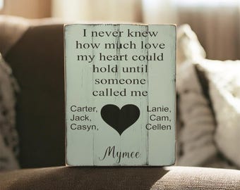 I Never Knew How Much Love My Heart Could Hold Until Someone Called Me Wood Sign – Custom Order, Grandma Gift