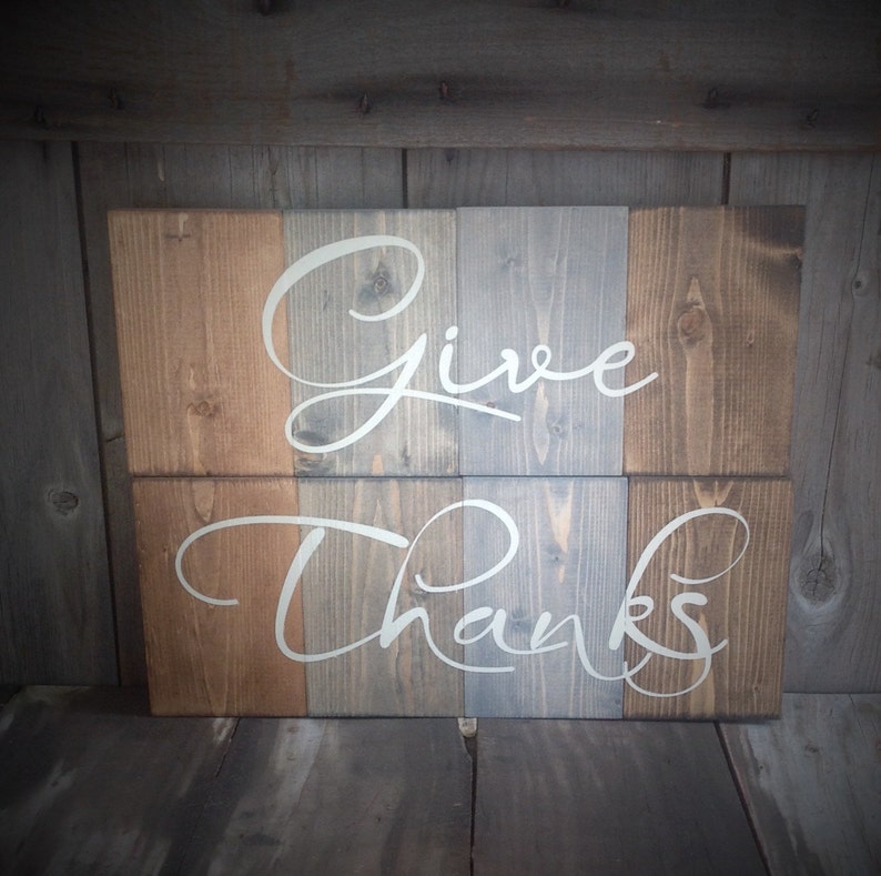 Give Thanks Wood Signs each sign measures 5 1/2 tall 14 inches wide, Give Thanks, farmhouse, farmhouse wall decor, rustic farmhouse, sign image 4