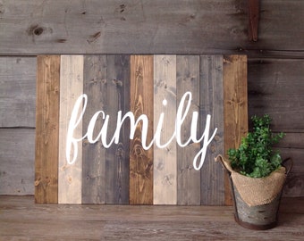 Hand Painted Family Wood Sign: Rustic Farmhouse Wall Decor