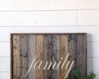 Large Hand-Painted Family Wood Sign: Farmhouse Wall Decor