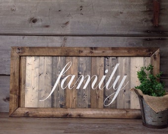 Large Family Wood Sign: Hand-Painted Farmhouse Wall Decor