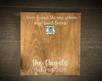 Rustic Wedding Lock Ceremony Sign: Hand-Painted Wood, Dark Walnut Stain