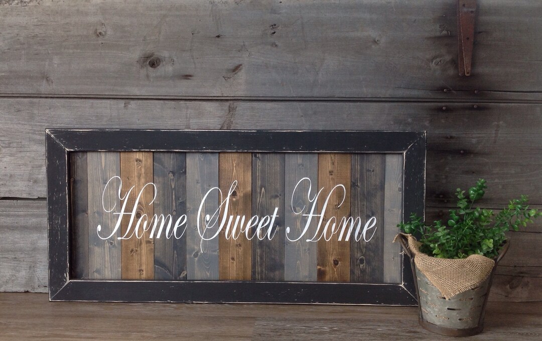 Home Sweet Home Sign Above Couch Sign Wood Framed Sign Farmhouse Wall ...