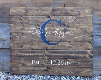 Personalized Last Name Wood Sign, Rustic Wedding Gift