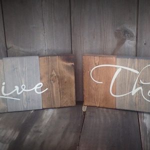 Give Thanks Wood Signs each sign measures 5 1/2 tall 14 inches wide, Give Thanks, farmhouse, farmhouse wall decor, rustic farmhouse, sign image 1