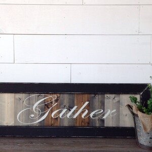 gather, wood sign, farmhouse wall decor, farmhouse, farmhouse style, farmhouse sign, rustic farmhouse, wooden sign, home decor, image 2