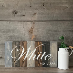 Last Name Established Framed Wood Sign Family Sign Wedding Gift Anniversary Gift