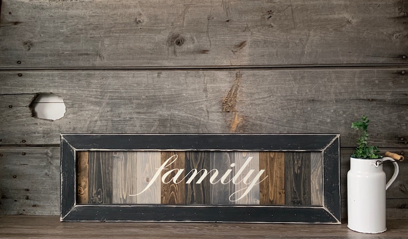 Family wood sign 36X12 wframe Family medium wood Family sign Farmhouse wall decor Farmhouse family sign Family Sign farmhouse sign