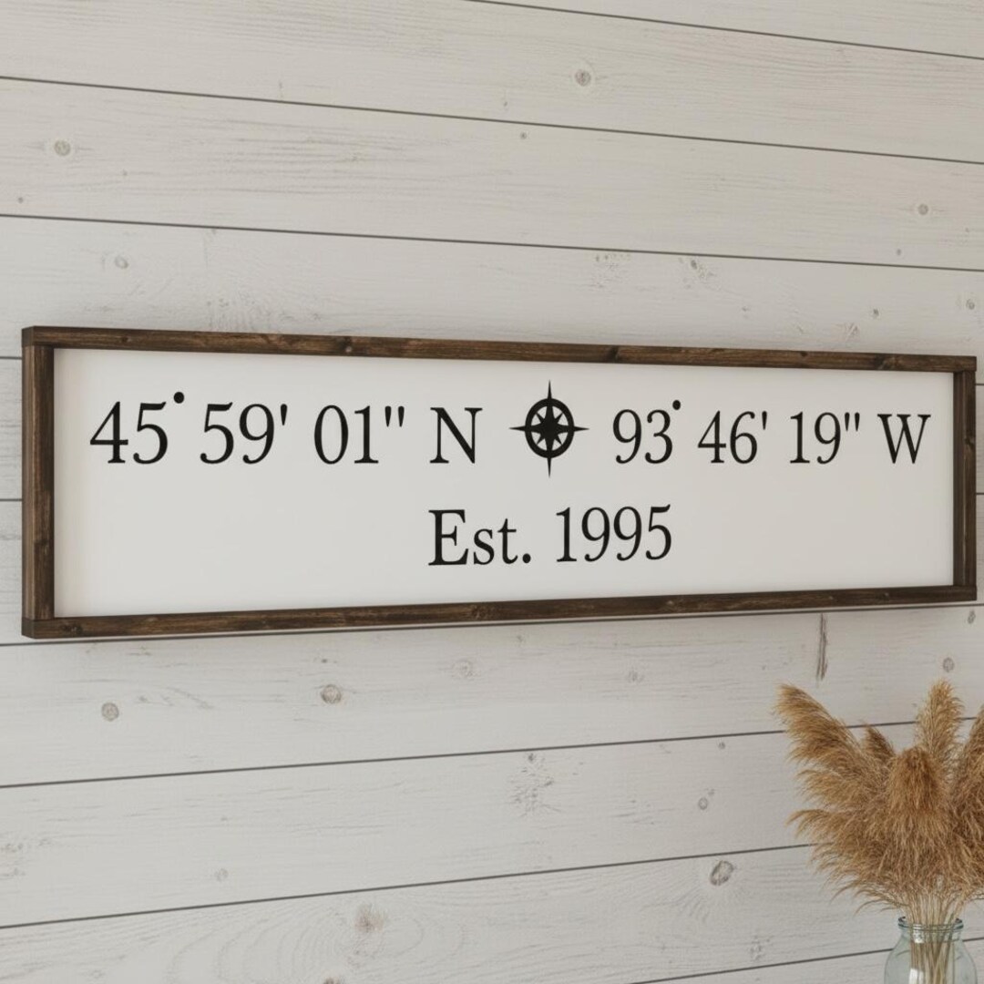 Lat Sign Custom Latitude Longitude Sign | Family Name & EST Date | Where It All ...