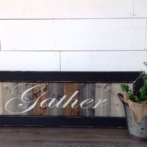 gather, wood sign, farmhouse wall decor, farmhouse, farmhouse style, farmhouse sign, rustic farmhouse, wooden sign, home decor, image 3