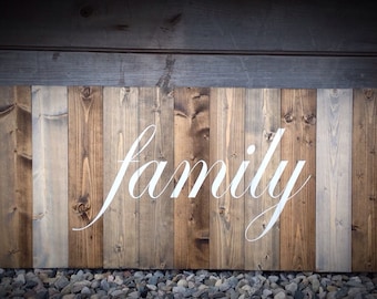 Hand Painted Family Wood Sign: Rustic Farmhouse Wall Decor
