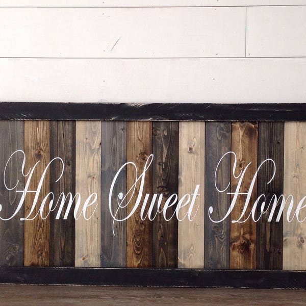 Handmade Home Sweet Home Framed Wood Sign: Rustic Farmhouse Decor