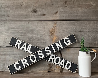 Handcrafted Rail Road Crossing Sign: Rustic Farmhouse Decor