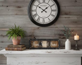 Hand Painted Home Sweet Home Framed Wood Sign: Rustic Decor