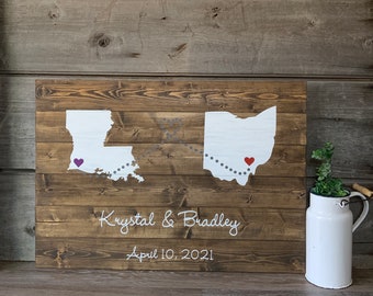 Wedding guest book, Rustic Guest Book, Wood Guest Book, custom guest book, wedding guestbook, Guest Book, guestbook, With states, hearts,