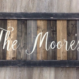 Last Name Established Framed Wood Sign Family Sign Wedding Gift Anniversary Gift