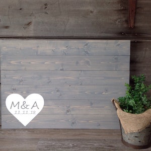Rustic Wedding Guest Book Alternative / Initials & Heart Guest Book / Wood Guest Book Rustic Wedding Decor Wood Country Wedding Gift