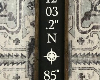 Vertical Latitude Longitude Sign: Farmhouse Wall Decor