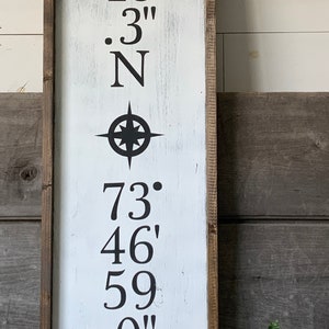 Vertical latitude and longitude Sign, coordinates sign, latitude longitude, farmhouse, farmhouse wall decor, farmhouse style,