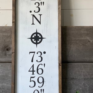 Vertical latitude and longitude Sign, coordinates sign, latitude longitude, farmhouse, farmhouse wall decor, farmhouse style,