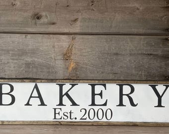 Handmade Horizontal Framed Wood Bakery Sign, Customizable, Rustic Bakery Decor, Farmhouse Kitchen Wall Art