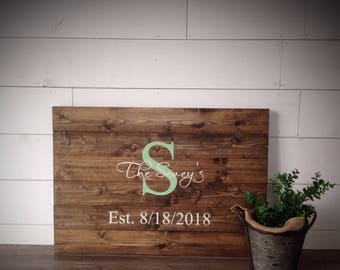 wedding guest book, wood sign, guest book, wedding guestbook, guestbook, Established Sign,  last name Sign, Sign with Initial & Date, sign