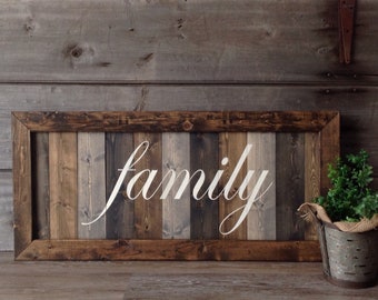 Family Sign, LARGE wood sign, farmhouse wall decor, custom made Family sign, welcome sign for the home, Farmhouse sign, wood sign