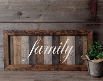 Large Family Wood Sign: Hand-Painted Farmhouse Wall Decor