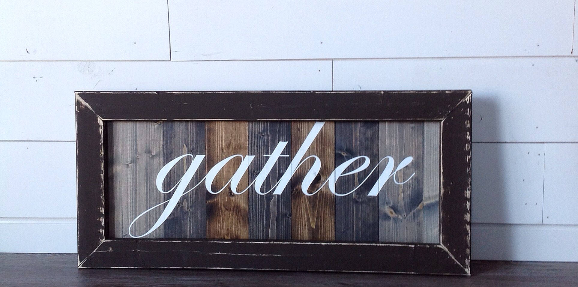 Gather Sign: Hand-painted Rustic Wood Sign With Distressed Frame - Etsy