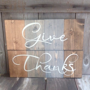 Give Thanks Wood Signs each sign measures 5 1/2 tall 14 inches wide, Give Thanks, farmhouse, farmhouse wall decor, rustic farmhouse, sign 画像 3