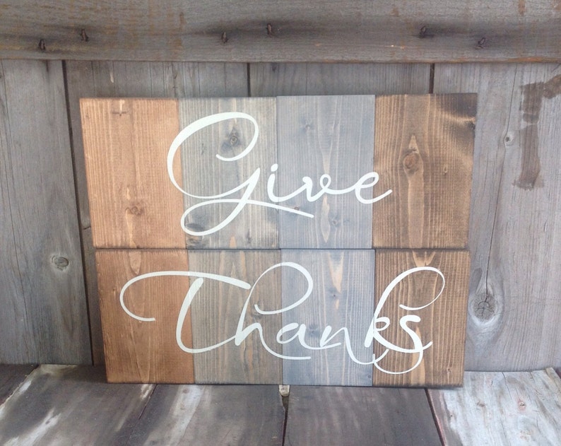 Give Thanks Wood Signs each sign measures 5 1/2 tall 14 inches wide, Give Thanks, farmhouse, farmhouse wall decor, rustic farmhouse, sign 画像 3