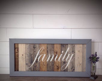 Hand Painted Family Wood Sign: Rustic Farmhouse Wall Decor