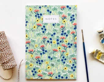 Green Blossom A5 Lined Notebook