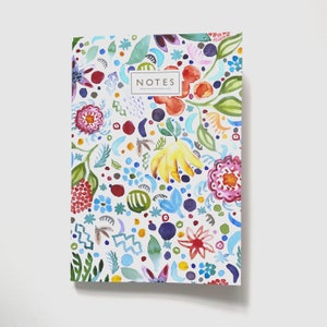 Fruity Floral White A5 Lined Notebook