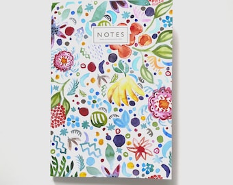 Fruity Floral White A5 Lined Notebook