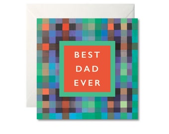 Best Dad Ever Multicoloured Check Greetings Card