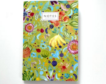 Fruity Floral Lime A5 Lined Notebook