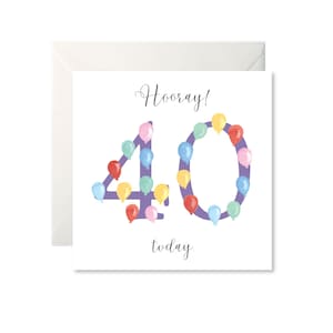 Tarjeta de Globos para el 40 Cumpleaños