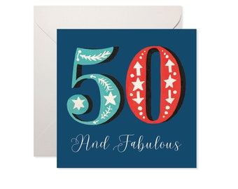 50 and Fabulous Birthday Card