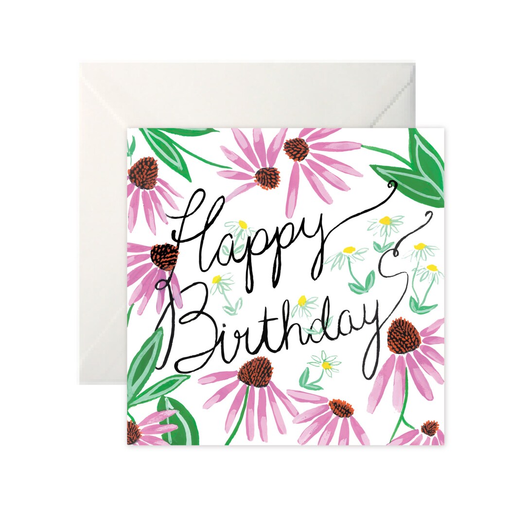 Pink Daisy Birthday Card - Etsy
