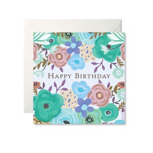 誕生日の花頭の青いカード