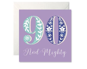 90 en Mighty Birthday Card