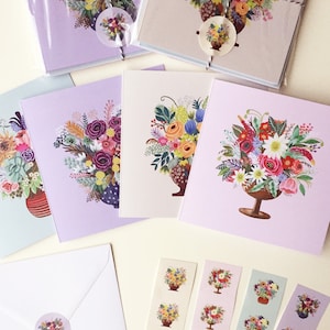Vaasboeket Assortiment van 8 kaarten met stickers