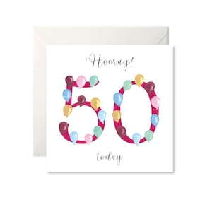 Tarjeta de Globos para el 50 Cumpleaños