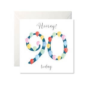 Tarjeta de Globos para el 90 Cumpleaños