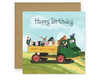 Farm Truck Birthday Card